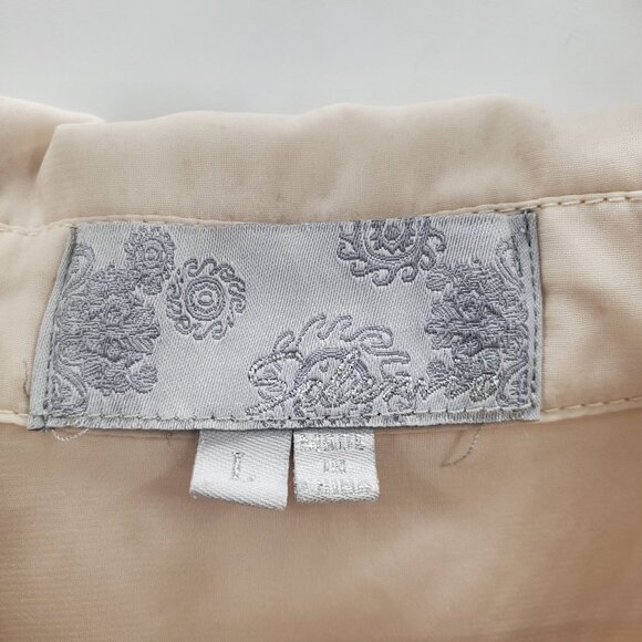 Vintage Solemio Womens Button Up Roll Tab Sleeve Blouse Top Sz L Cream Career - Picture 10 of 16